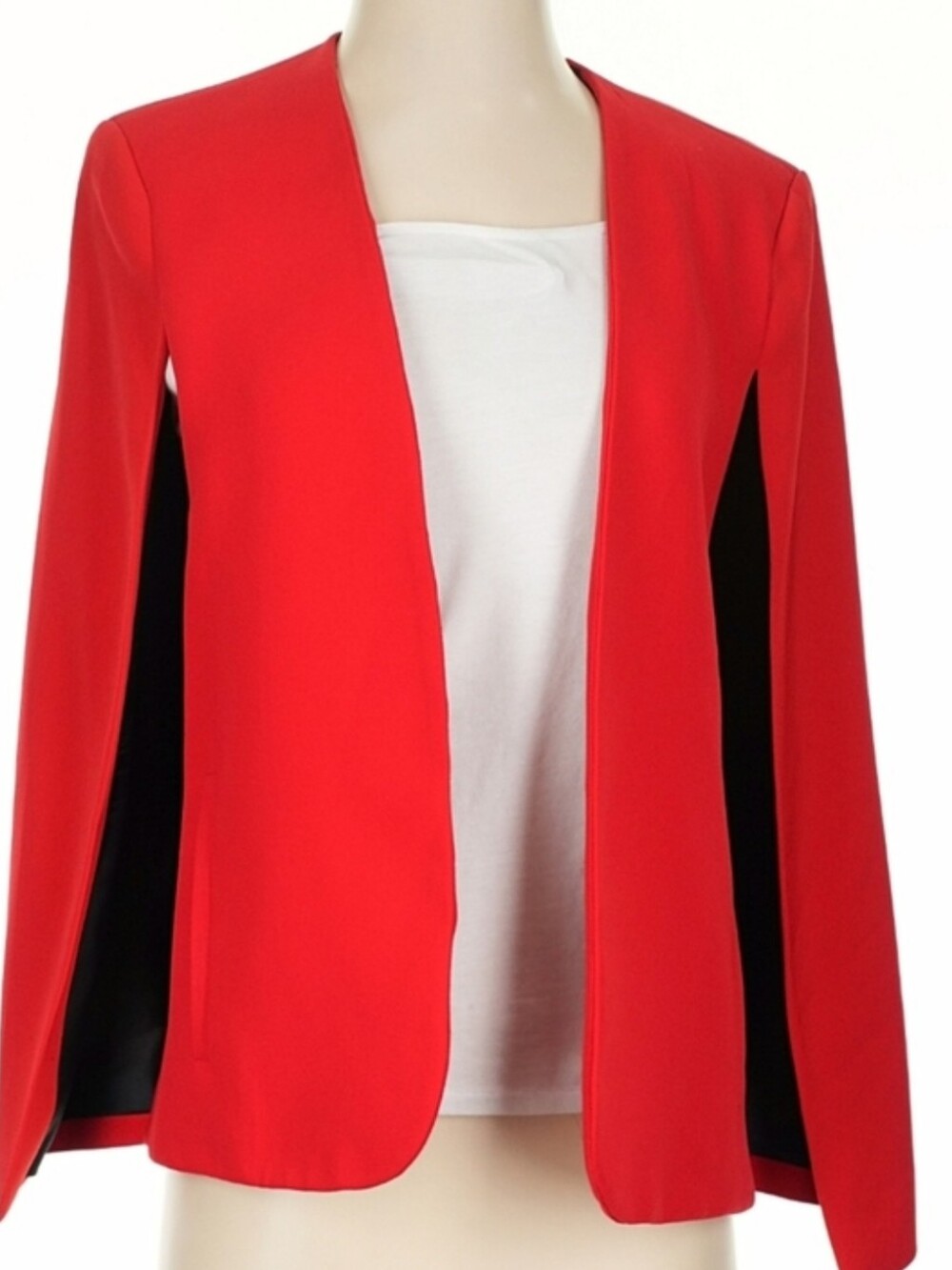 ZARA CAPE BLAZER JACKET RED SIZE S - Picture 15 of 16